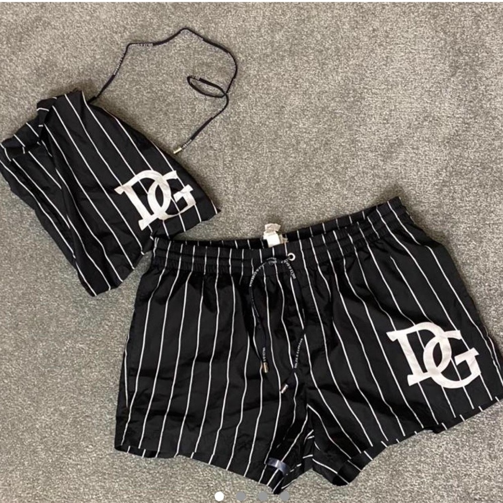 Dolce & Gabbana Men’s Pinstripe Swim Trunks